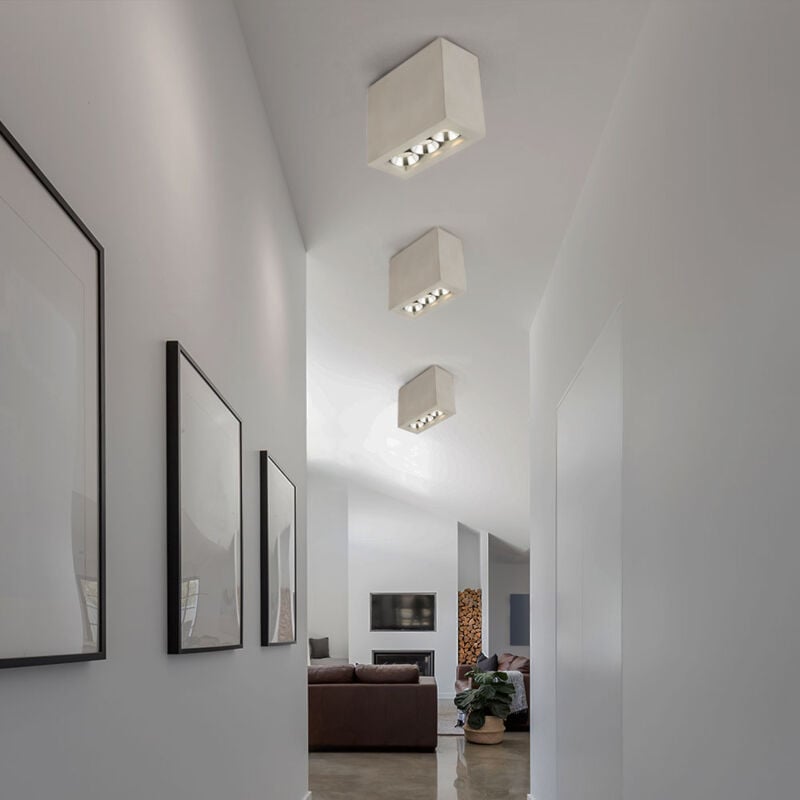 foto del prodotto plafoniera faretto a soffitto 3 lampadine faretto led luce soggiorno lampada corridoio grigio cemento 6,6 watt 440 lumen 3000 kelvin bianco caldo,