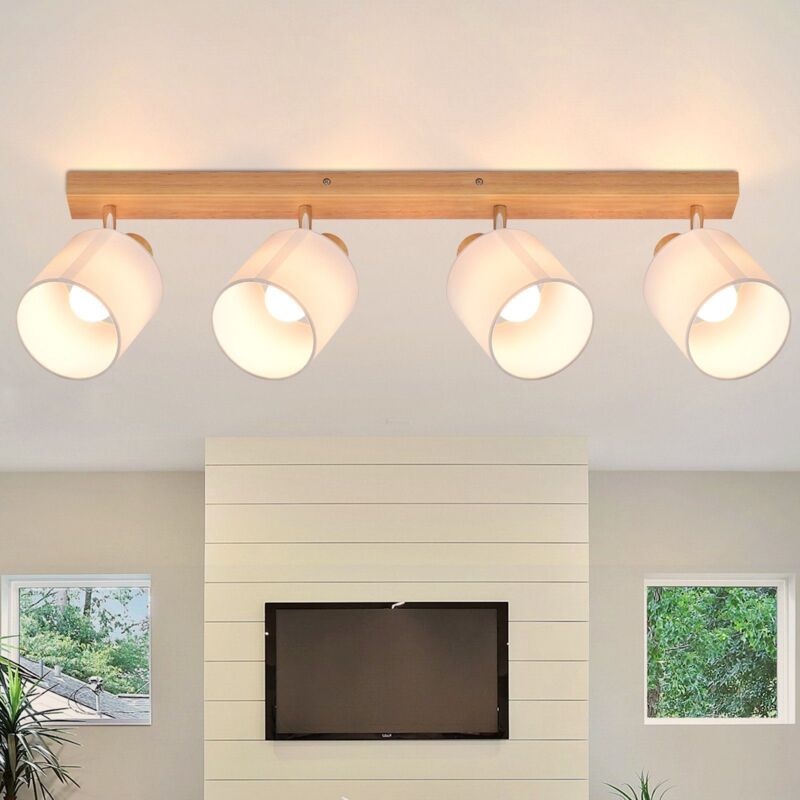 foto del prodotto plafoniera faretto a soffitto 4 fiamme plafoniera moderna da ingresso in legno faretto da parete orientabile a 350 e14 max.25w lampada per