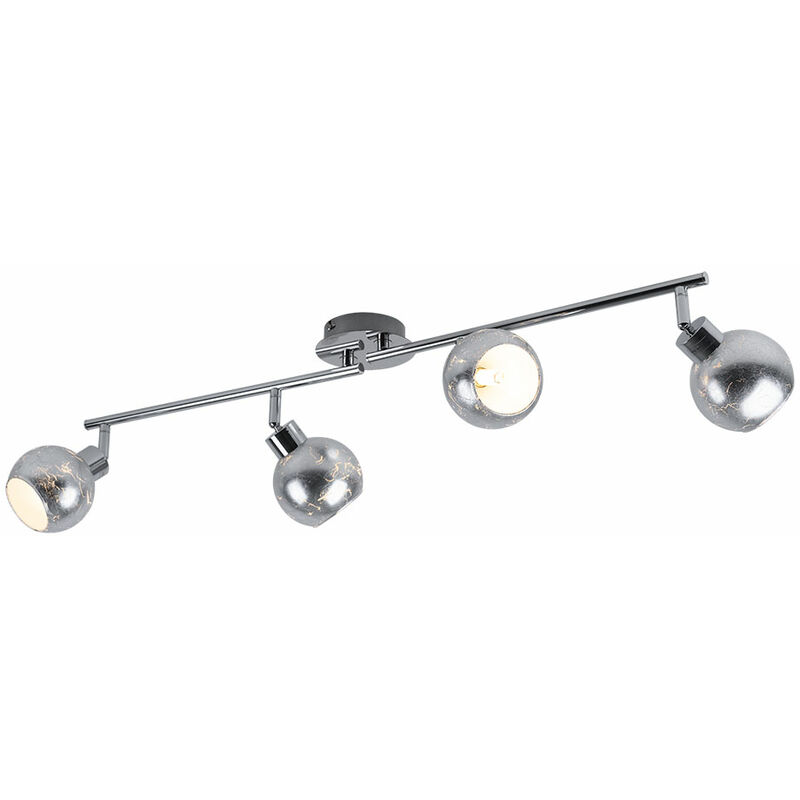foto del prodotto plafoniera faretto da soffitto spot bar plafoniera cromo argento, 4 faretti mobili, lxpxh 83x11x19,7cm wofi 9371.04.70.7000