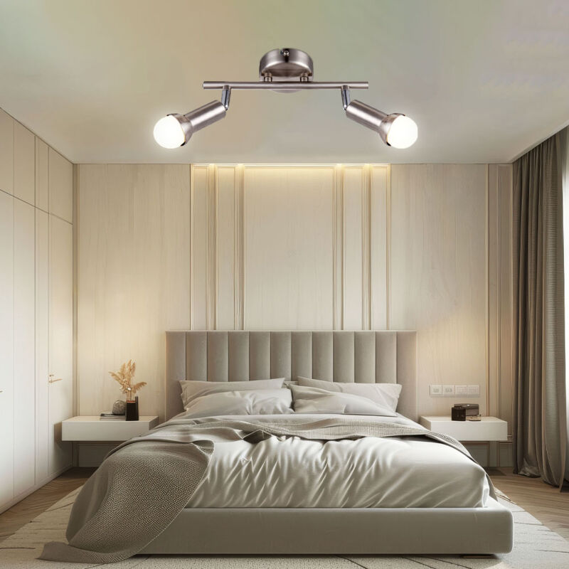 foto del prodotto plafoniera faretto faretto orientabile faretto da corridoio a 2 luci, metallo, 2x led 4w 400lm bianco caldo, l 25 cm