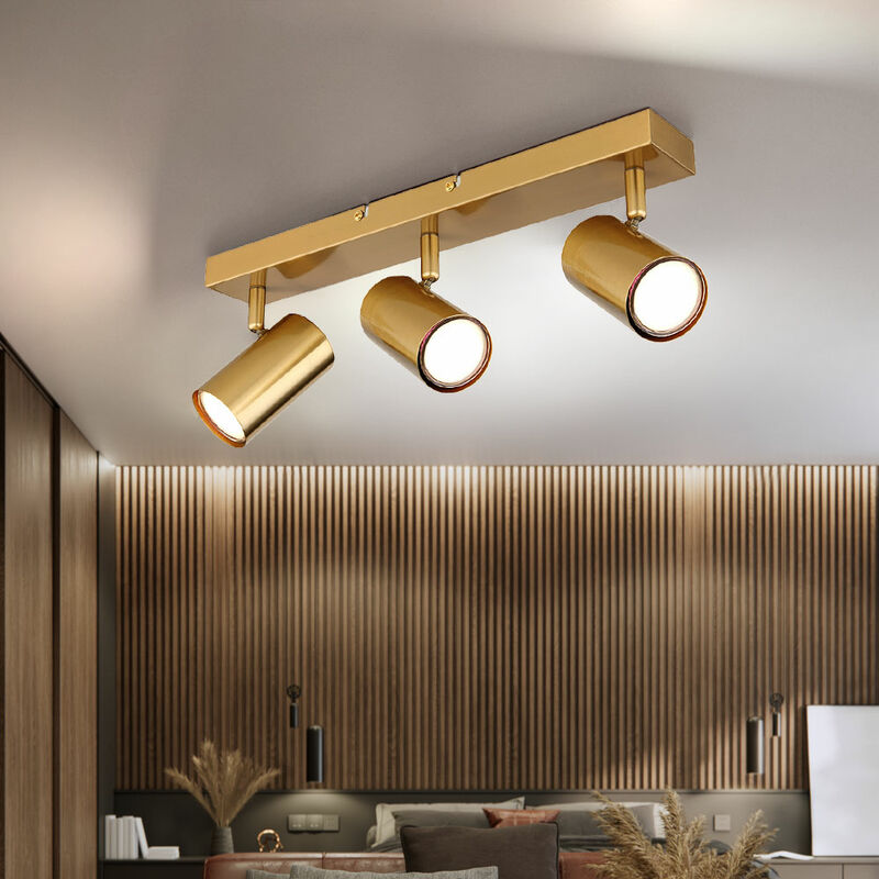 foto del prodotto plafoniera faretto lampada da soffitto lampada da soggiorno lampada da cucina lampada da corridoio, metallo dorato, 3 punti lampadina mobili, l 41 cm