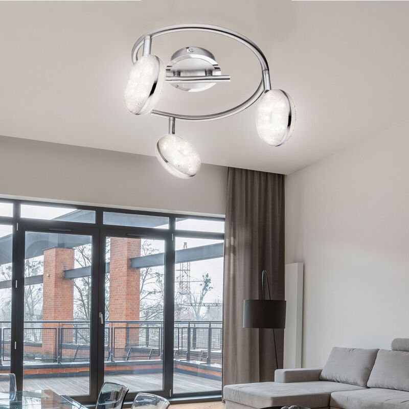 foto del prodotto plafoniera faretto led orientabile da soffitto cromato lampada da soggiorno faretto, 3x 6w 3x 475lm bianco caldo, d 25x19 cm