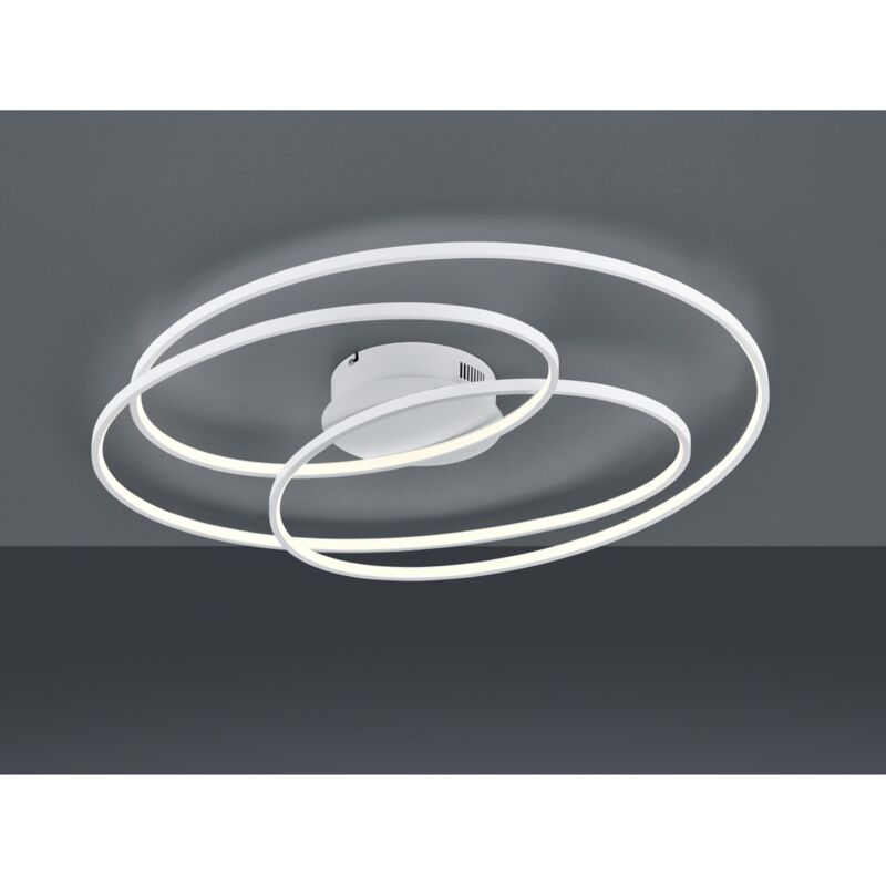 foto del prodotto plafoniera gale cerchi concentrici bianco opaco led 50w dimmerabile l80 cm trio lighting