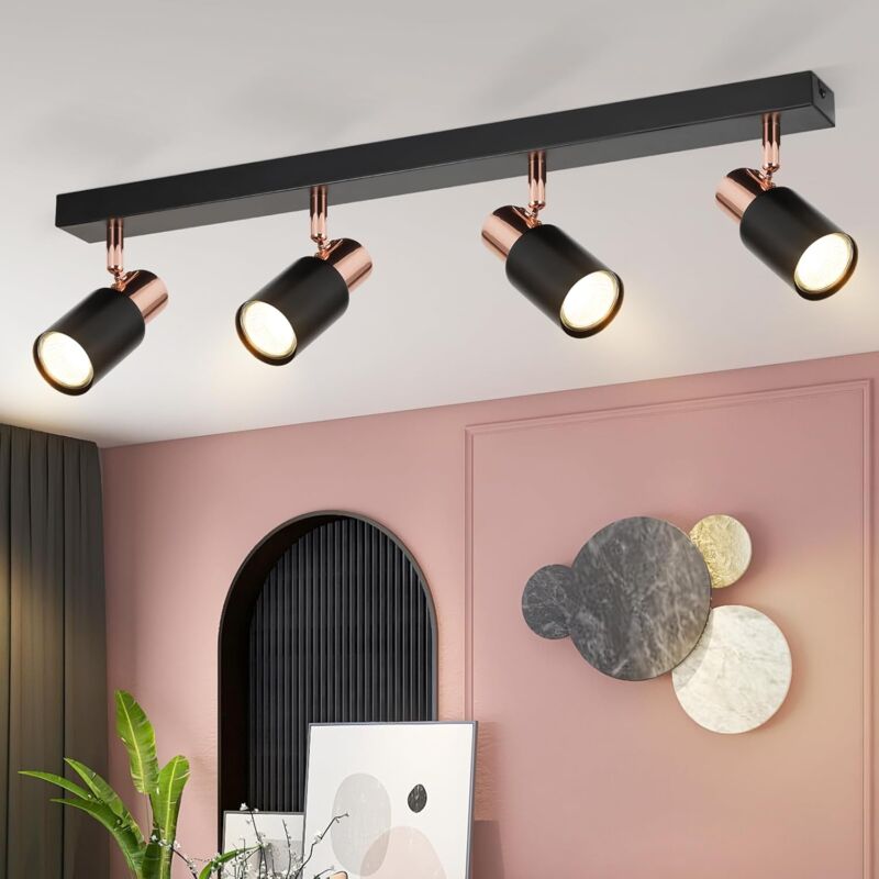 foto del prodotto plafoniera gbly faretto da soffitto 4 lampadina led nero gu10 plafoniera girevole a 355 faretto da parete faretto moderno da soffitto corridoio