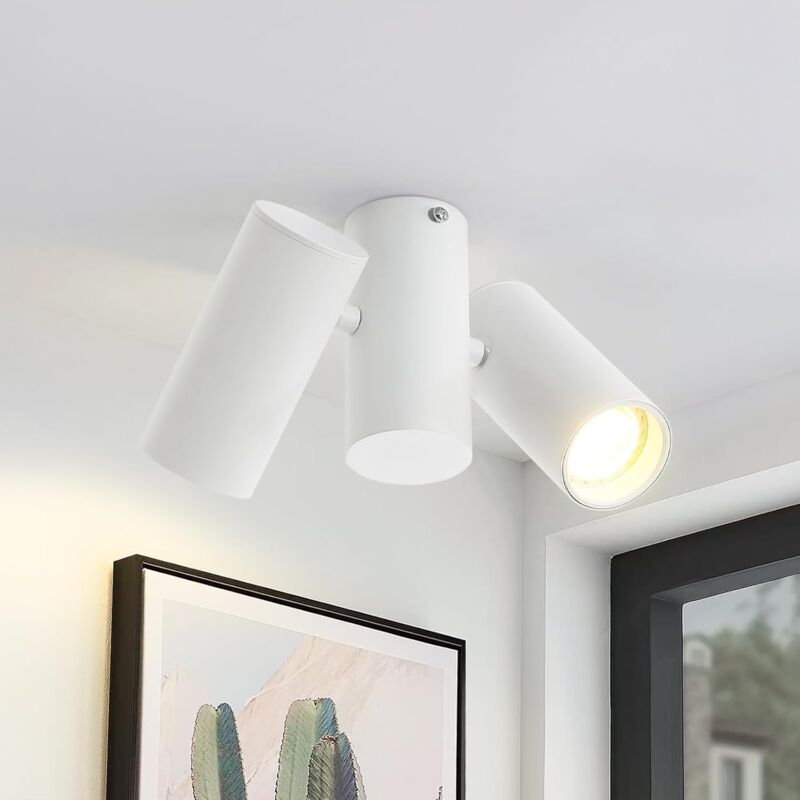 foto del prodotto plafoniera gbly faretto da soffitto bianco faretti da soffitto a 2 fiamme gu10 in metallo orientabile 180 plafoniera da interno max.25w per