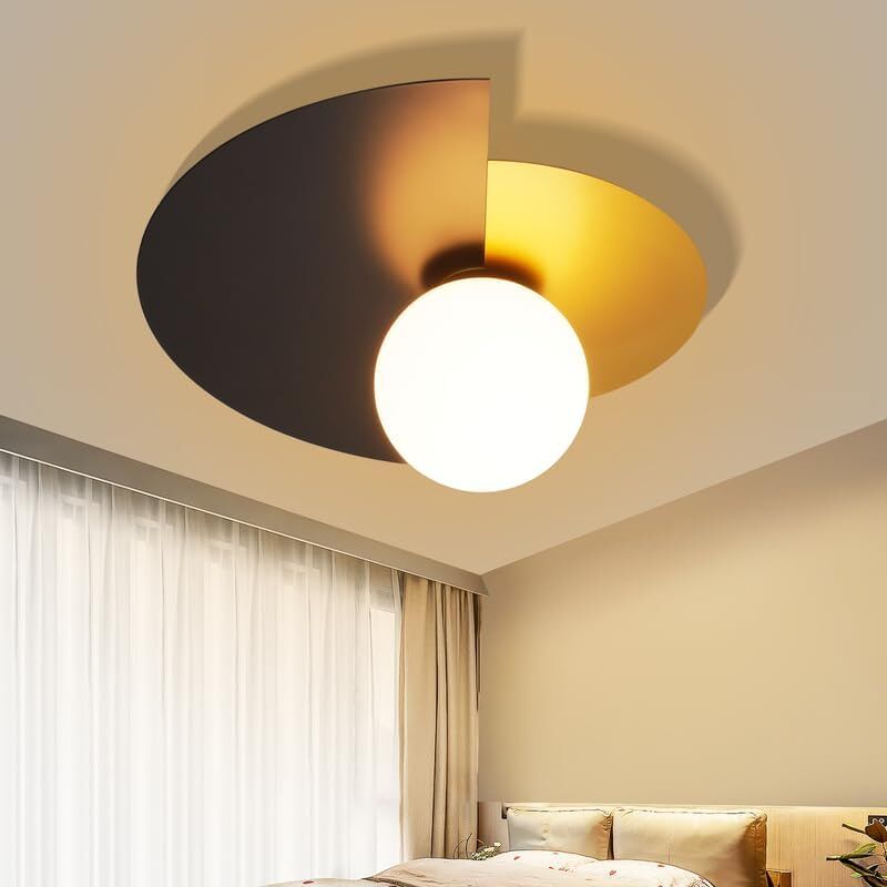 foto del prodotto plafoniera gbly lampada da soggiorno oro nero lampada da corridoio vintage in vetro e metallo e14 moderna illuminazione a soffitto per camera da
