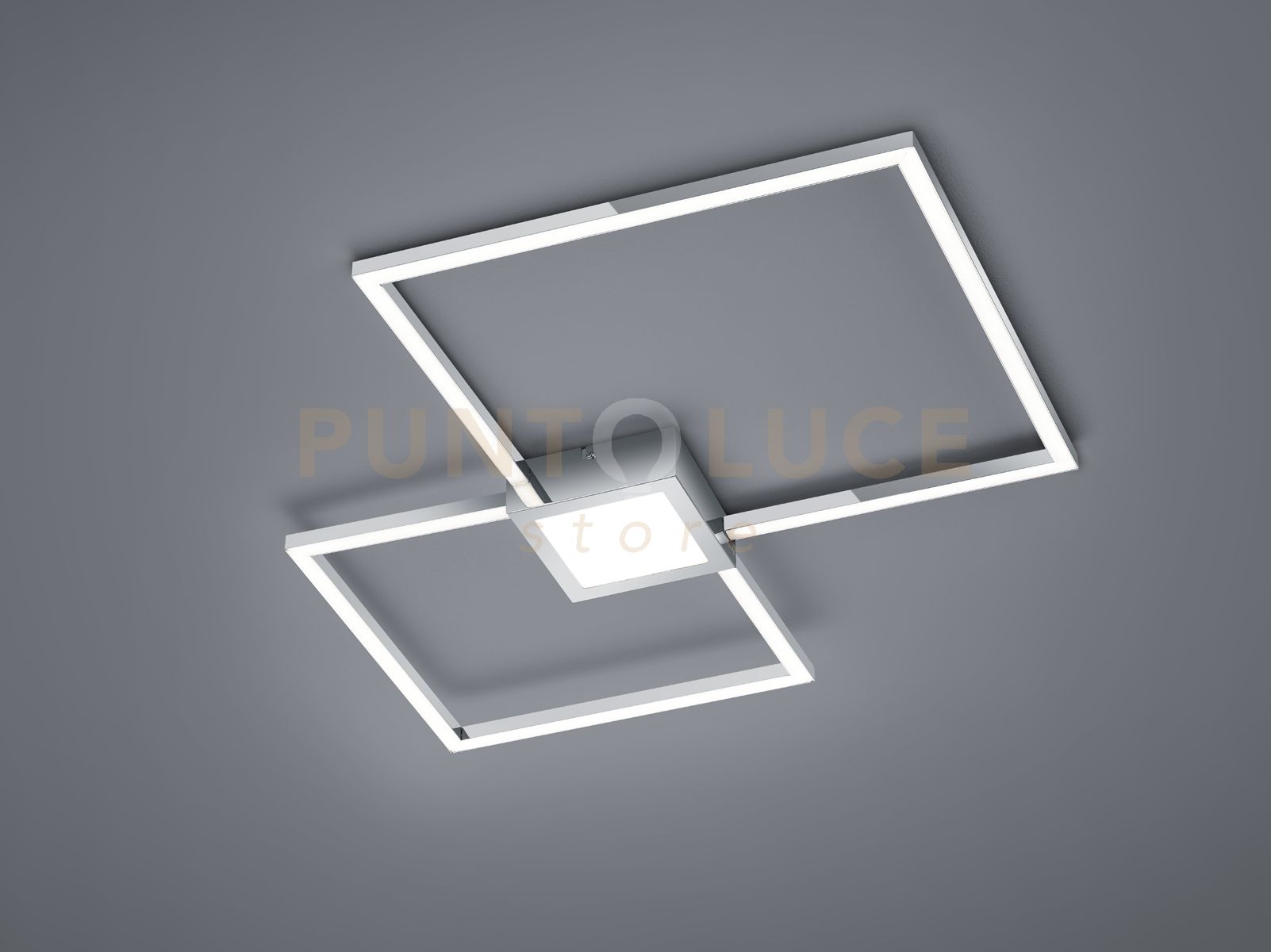 foto del prodotto plafoniera hydra led doppio quadrato luce centrale dimmerabile 65cmx65cm cromo 676240306