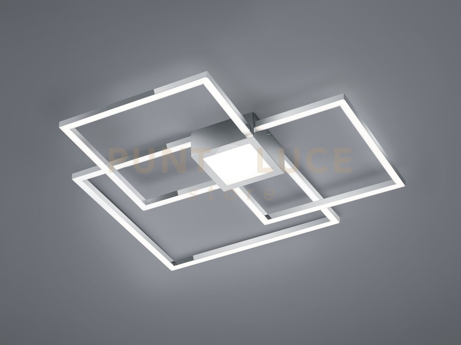 foto del prodotto plafoniera hydra led doppio quadrato luce centrale dimmerabile 65cmx65cm cromo 676240406