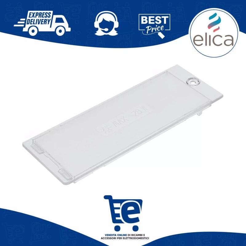 foto del prodotto plafoniera illuminazione diffusore cappa aspirante elica franke, dimensioni 172x65 mm max 28w, ricambio originale pla0023125a