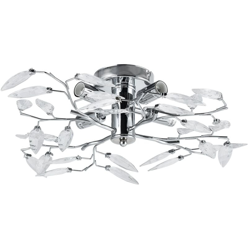 foto del prodotto plafoniera in cristallo lampada a sospensione design led diametro 47,5 cm in metallo cromo argento