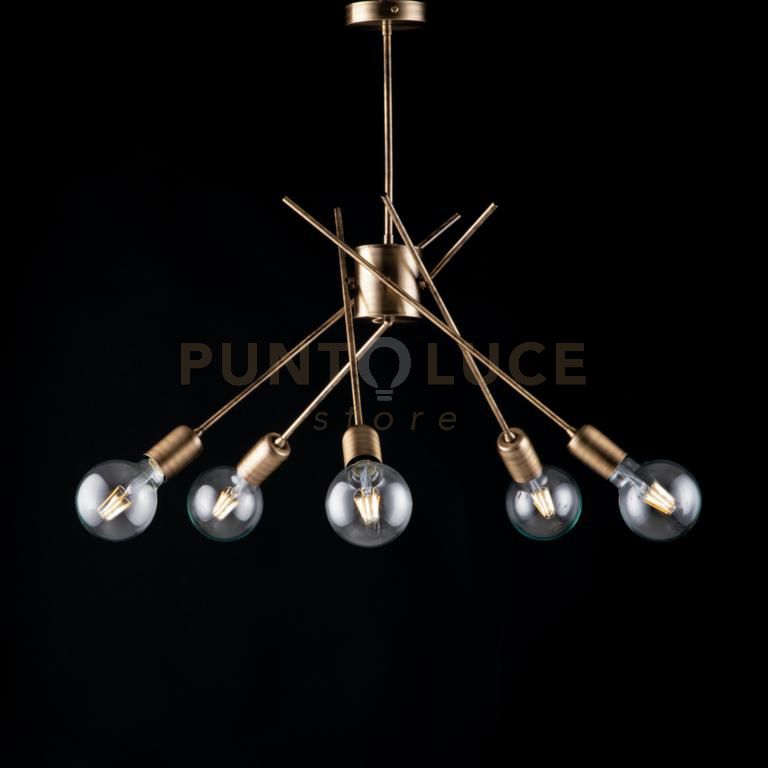 foto del prodotto plafoniera in ferro bronzato spazzolato 5 luci polish