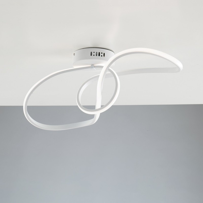 foto del prodotto plafoniera in metallo e alluminio bianco con led integrato 68x24x h24 cm