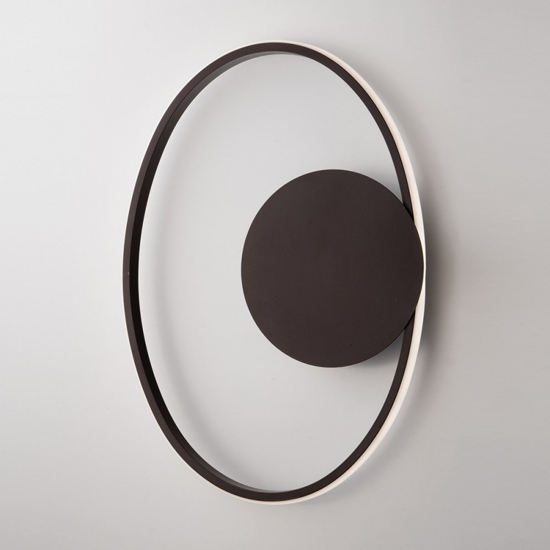 foto del prodotto plafoniera in metallo e alluminio marrone con led integrato 42x30x h8 cm