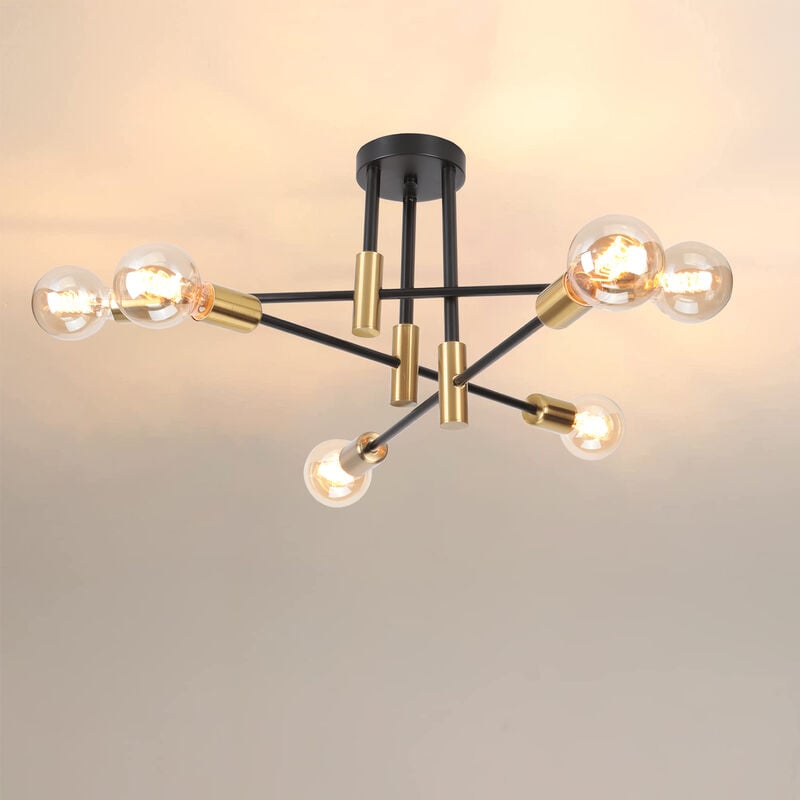 foto del prodotto plafoniera in metallo e27 lampada da soffitto industriale 6 prese edison lampadario a sospensione moderna illuminazione interna per soggiorno camera