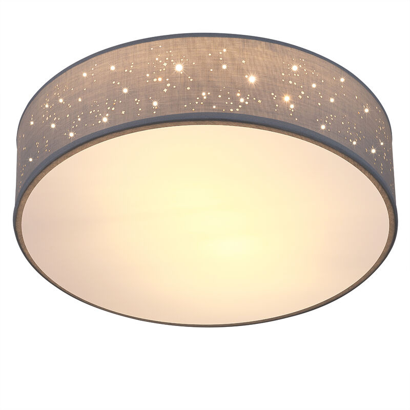 foto del prodotto plafoniera in tessuto design a stelle paralume rotondo con attacco e27 lampada da soffitto soggiorno cameretta camera da letto vari colori 30cm grau