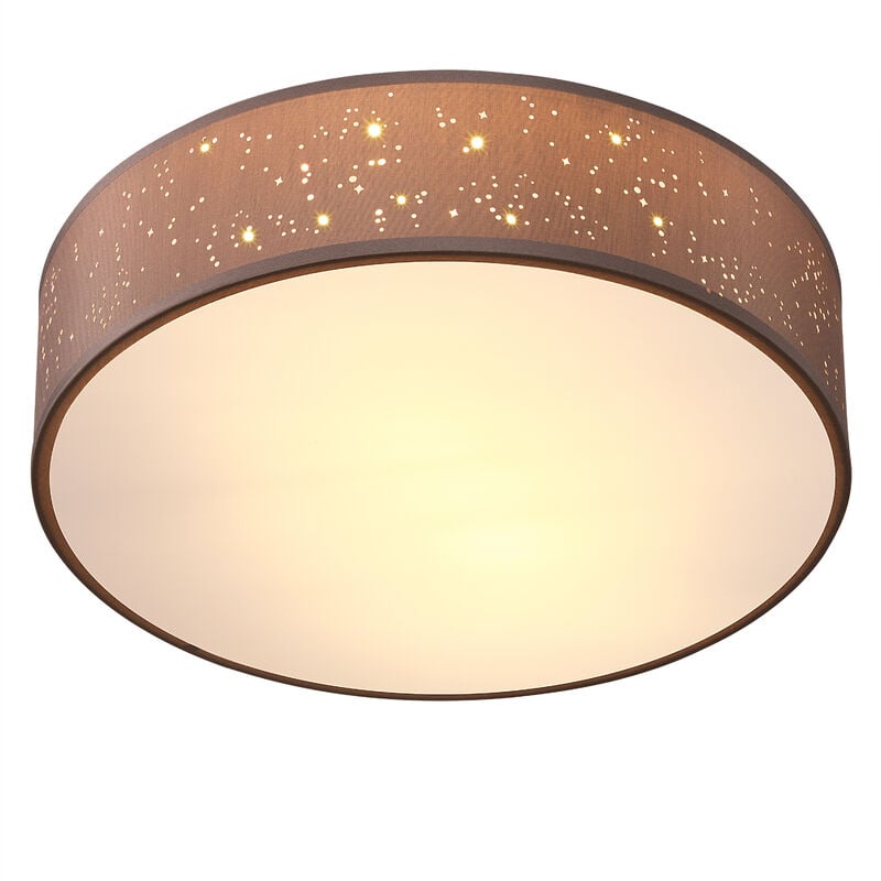 foto del prodotto plafoniera in tessuto design a stelle paralume rotondo con attacco e27 lampada da soffitto soggiorno cameretta camera da letto vari colori 30cm taupe