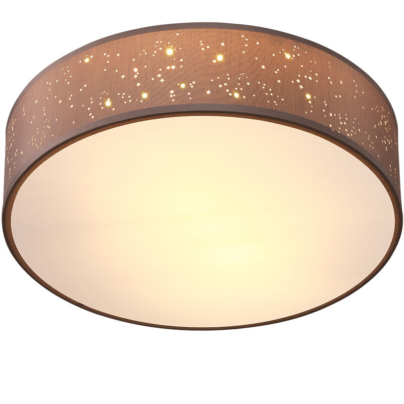 foto del prodotto plafoniera in tessuto design a stelle paralume rotondo con attacco e27 lampada da soffitto soggiorno cameretta camera da letto vari colori 38cm taupe