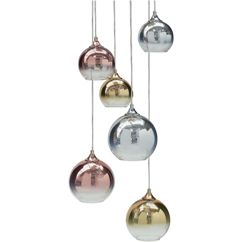 foto del prodotto plafoniera in vetro multicolore con 6 luci paralumi 149 cm tooma