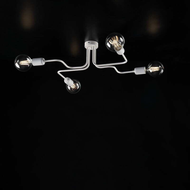 foto del prodotto plafoniera industrial 4 luci ferro bianco e argento serie loft