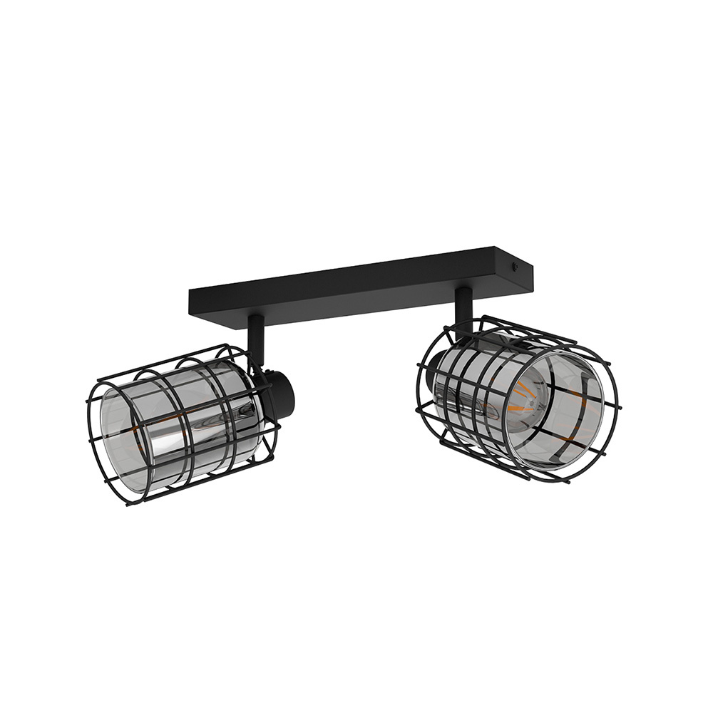 foto del prodotto plafoniera industrial consaca 2 luci acciaio nero