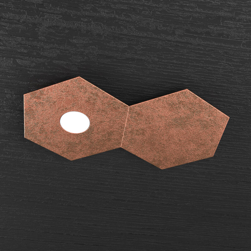 foto del prodotto plafoniera industrial minimal 2 moduli hexagon metallo foglia rame led 12w