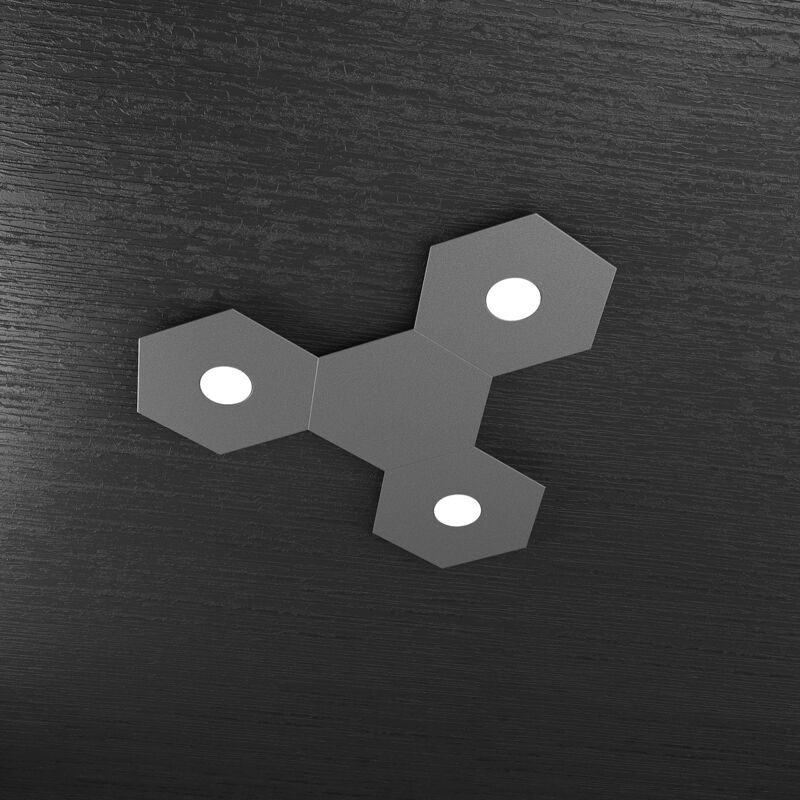 immagine 0 del prodotto plafoniera industrial minimal 4 moduli hexagon metallo antracite 3 led 12x3w