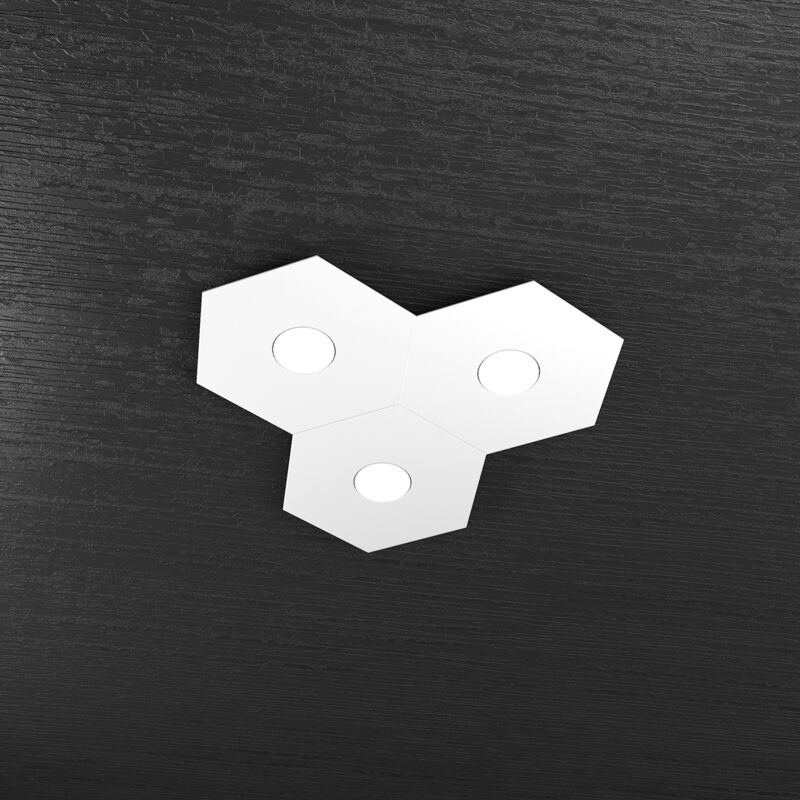 foto del prodotto plafoniera industrial minimal hexagon metallo bianco 3 luci led 12x3w