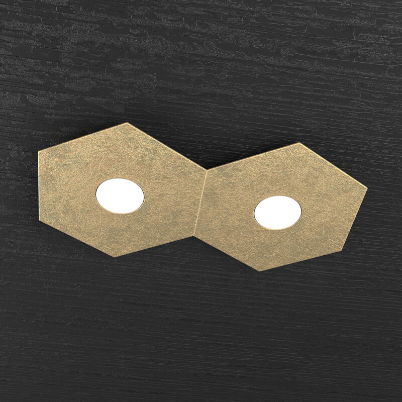 foto del prodotto plafoniera industrial minimal hexagon metallo foglia oro 2 luci led 12x2w