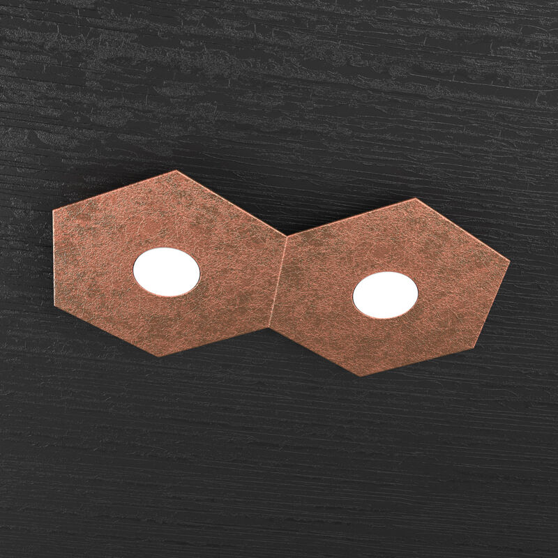 foto del prodotto plafoniera industrial minimal hexagon metallo foglia rame 2 luci led 12x2w