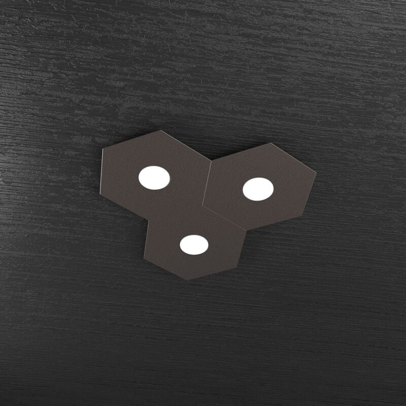 foto del prodotto plafoniera industrial minimal hexagon metallo marrone 3 luci led 12x3w