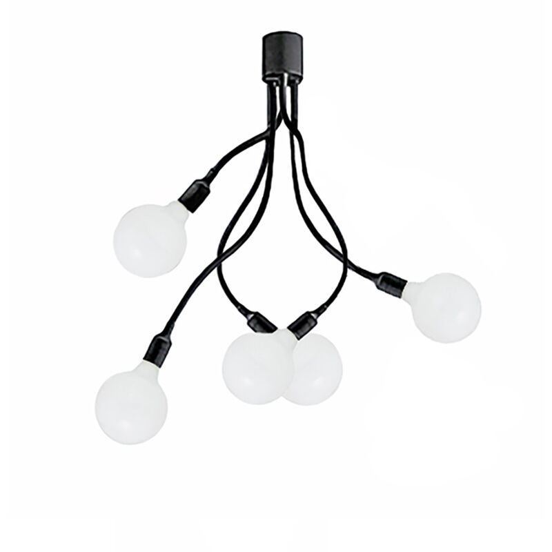 foto del prodotto plafoniera industrial minimal nordico bulbo metallo nero acrilico 5 luci e27