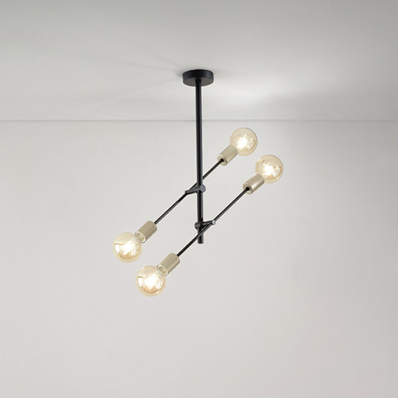 foto del prodotto plafoniera industrial minimal nordico vector metallo nero 4 luci e27
