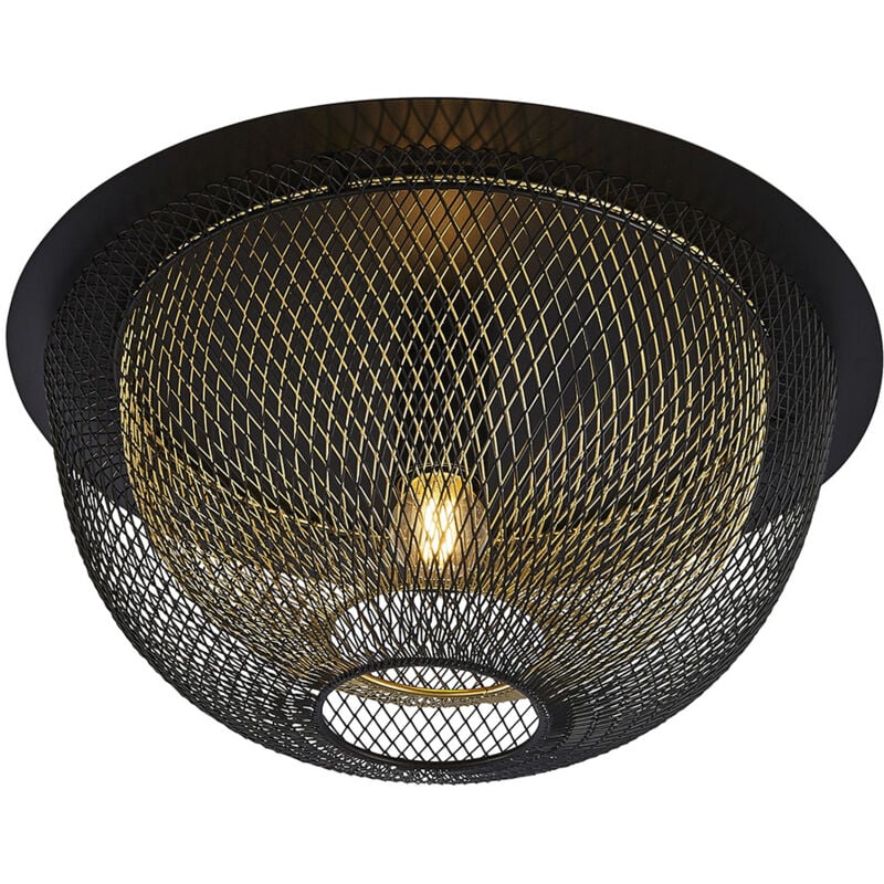 foto del prodotto plafoniera industrial nordico favo acciaio nero oro 1 luce e27