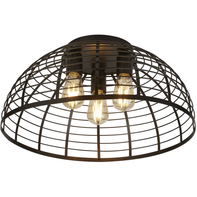 foto del prodotto plafoniera industrial nordico victoria acciaio nero 3 luci e27
