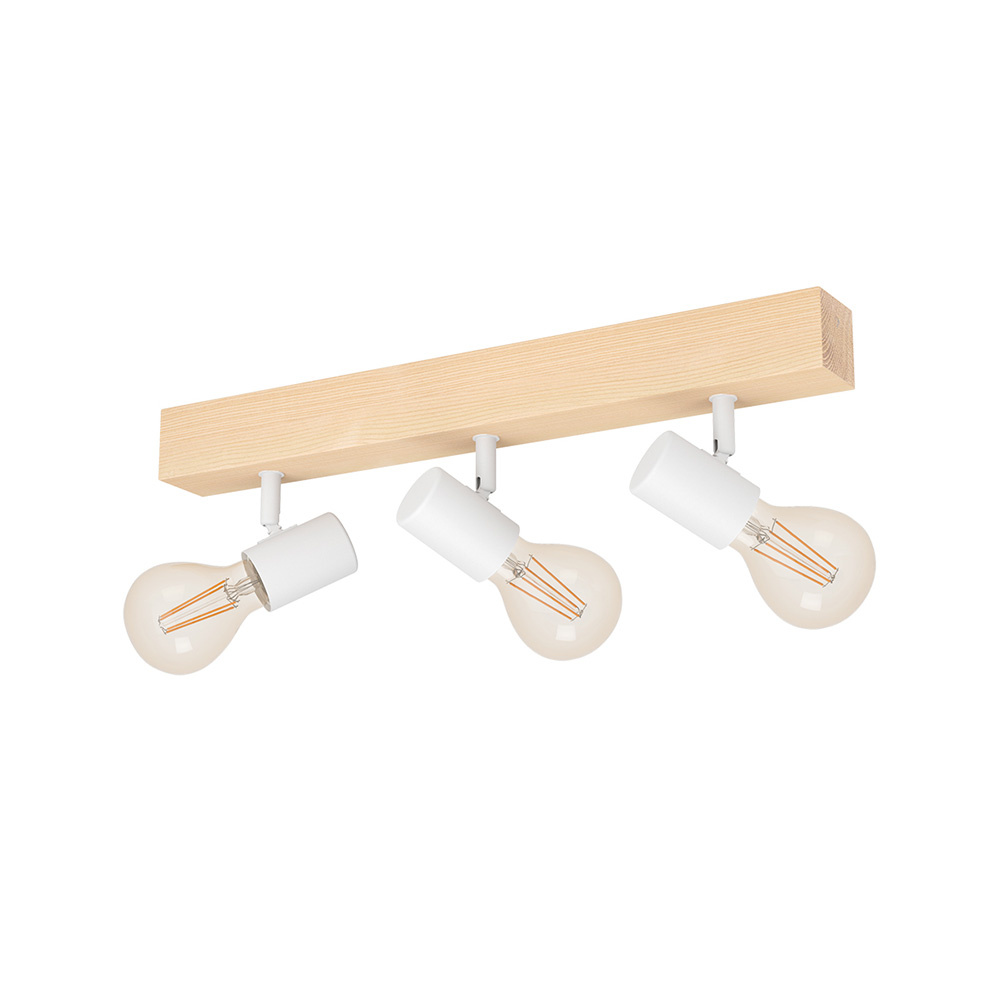 foto del prodotto plafoniera industrial townshend 3 3 luci legno marrone e bianco