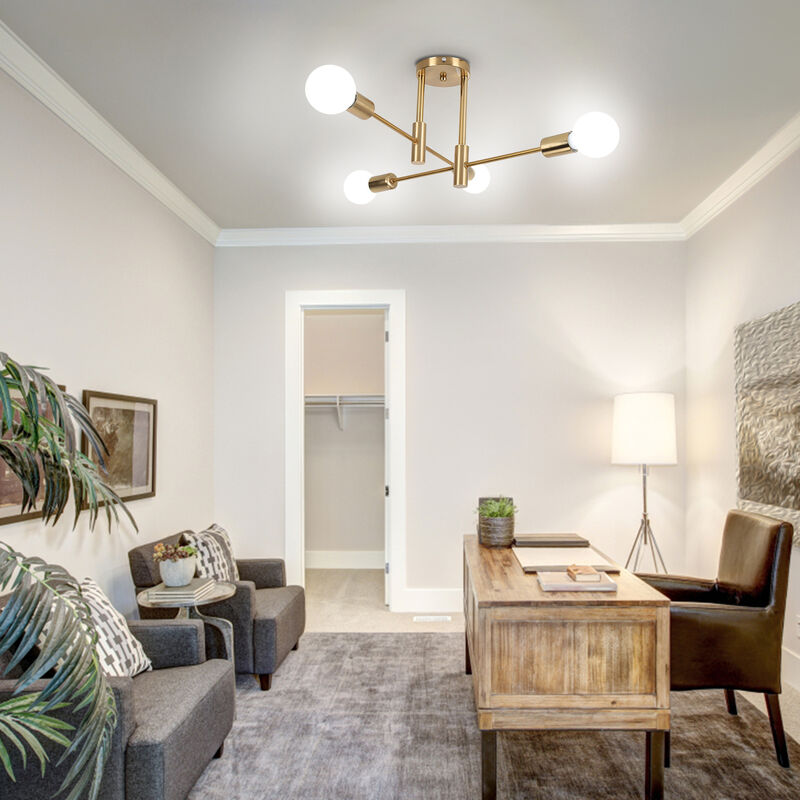 foto del prodotto plafoniera industriale moderna a 4 luci illuminazione in metallo per interni e27 lampada da soffitto lampadario per soggiorno cucina camera da letto