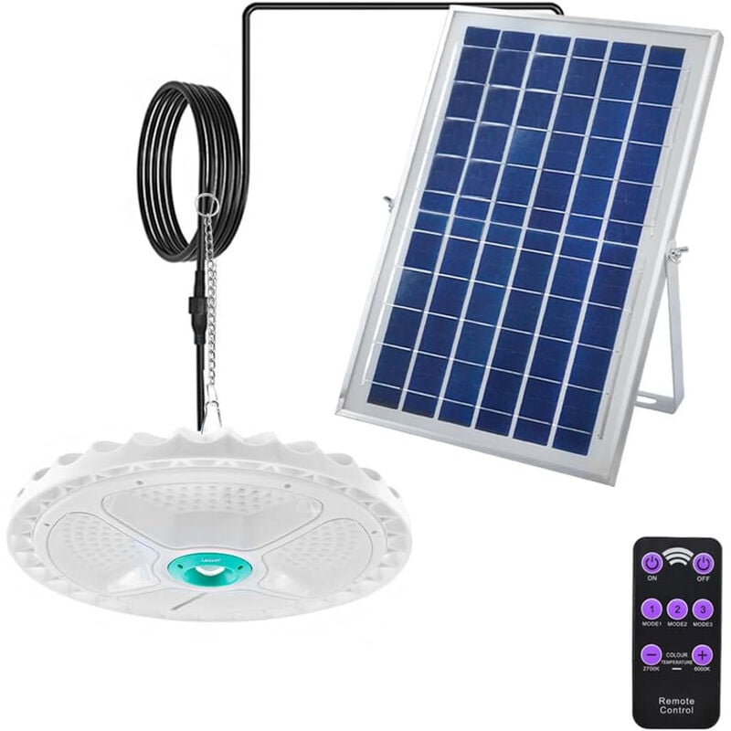 foto del prodotto plafoniera lampada 400w a sospensione faro con pannello solare 236 led 1300lm