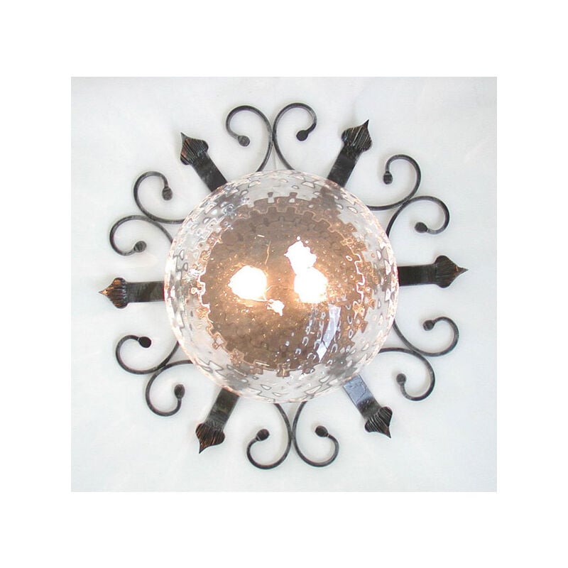 foto del prodotto plafoniera lampada applique gigante forgiata cm.55 colore nero argento