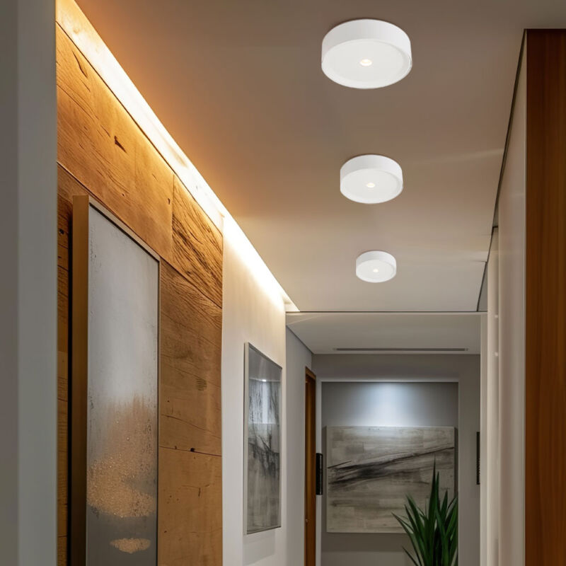 foto del prodotto plafoniera lampada da soffitto a led bianca da cucina lampada da ingresso, alluminio, 10w 470lm bianco caldo, pxa 15 x 4 cm, set da 3
