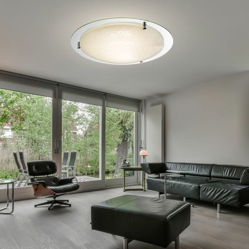 foto del prodotto plafoniera lampada da soffitto a led cromata lampada a luce diurna vetro da soffitto, bordo a specchio cct, 1x 18w 1200lm 3000 6500k, 41,5 cm