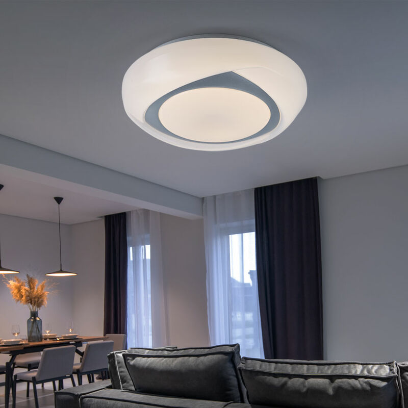 foto del prodotto plafoniera lampada da soffitto a led rotonda bianca per camera da letto in bianco, metallo acrilico, 1x led 15w 1040lm 3000k bianco caldo, dxh 35x9,5
