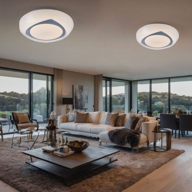 foto del prodotto plafoniera lampada da soffitto a led rotonda bianca per camera da letto in bianco, metallo acrilico, 1x led 15w 1040lm 3000k bianco caldo, pxh 35x9,5