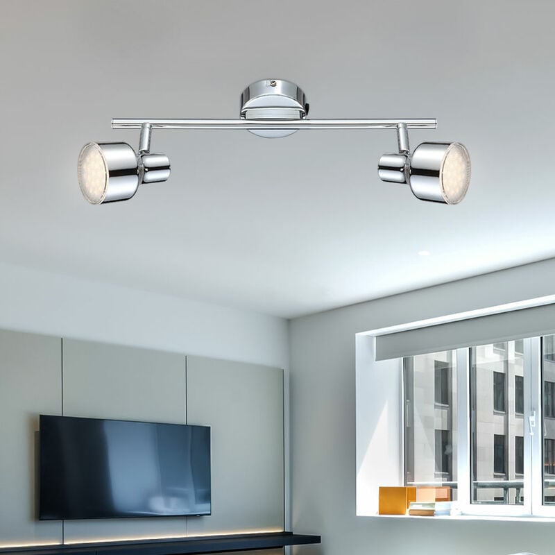 foto del prodotto plafoniera lampada da soffitto faretto faretto lampada da soggiorno lampada da corridoio, 2 punti fiamma mobili, cromo trasparente, 2x led 4w 250lm