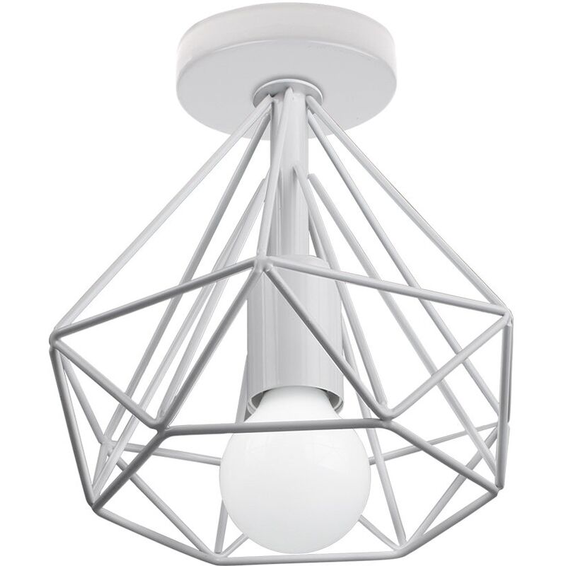 foto del prodotto plafoniera, lampada da soffitto in industriale stile, illuminazione 20cm con gabbia a form di diamantata per soggiorno camera da letto bianco 
