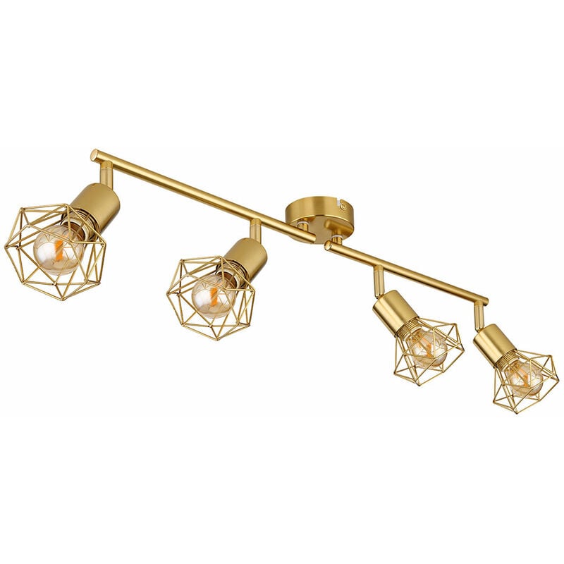 foto del prodotto plafoniera lampada da soffitto lampada da soggiorno lampada da sala da pranzo faretto, metallo color oro, 4 faretti mobili e14, h 19,5 cm