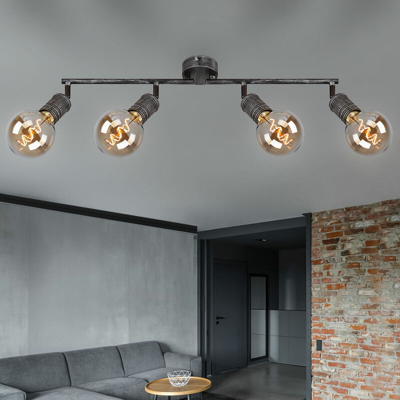 foto del prodotto plafoniera lampada da soffitto lampada da soggiorno lampada da sala da pranzo lampada spot orientabile, metallo antico, 4 punti mobili e27, lxlxh