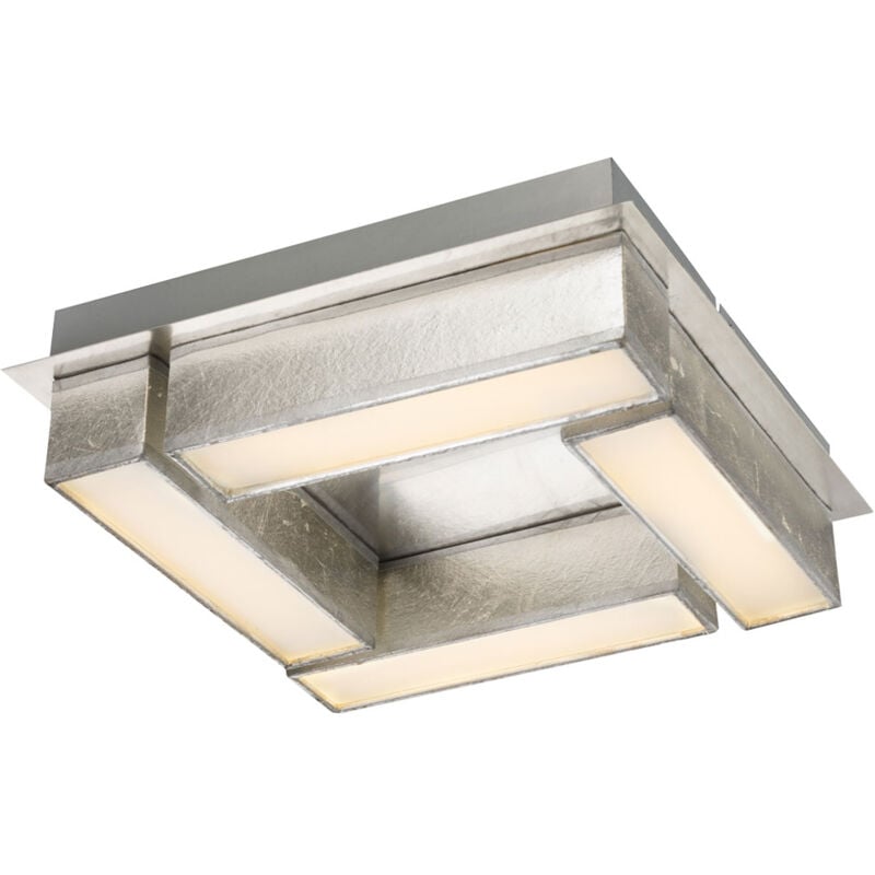 foto del prodotto plafoniera lampada da soggiorno lampada da soffitto a led argento sala da pranzo, tessuto metallo nichel opaco, 1x 12w 800lm 3000k, lxlxh 30x30x8,5 cm