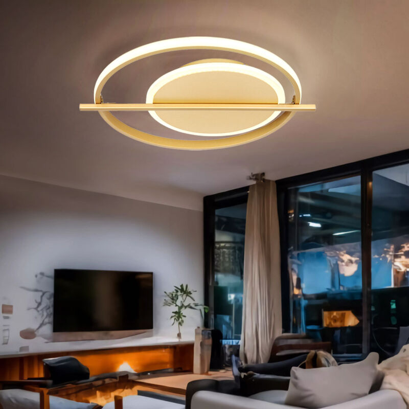 foto del prodotto plafoniera lampada soggiorno lampada led luce dorata plafoniera camera da letto, metallo alluminio, 1x led 36w 2800lm 3000k, lxpxh 40x36x5 cm
