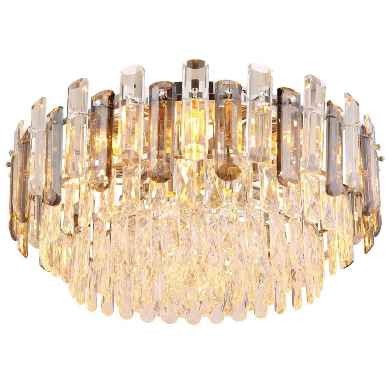 foto del prodotto plafoniera lampadario 11 fiamme aste di vetro cucina chiaro, cristalli acrilici metallo, 11x prese e14, dxh 55x27 cm