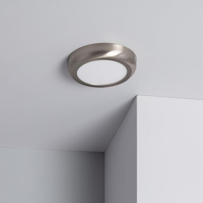 foto del prodotto plafoniera led 12w circolare metallo 175 mm design argento 6000k bianco freddo